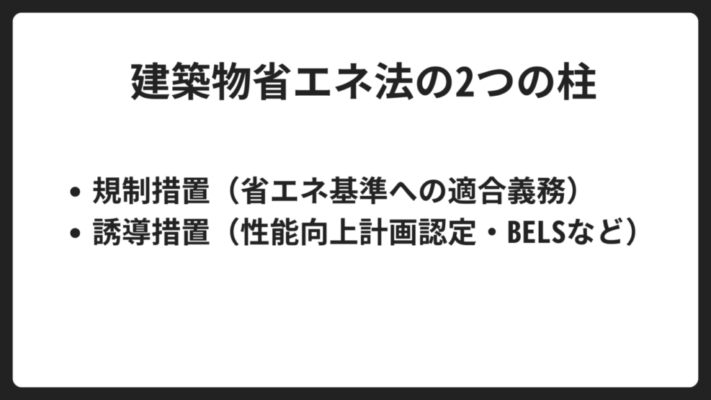 建築物省エネ法の2つの柱|規制措置と誘導措置
